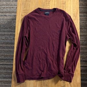 Polo by Ralph Lauren Men's Maroon Long Sleeve Waffle Tee